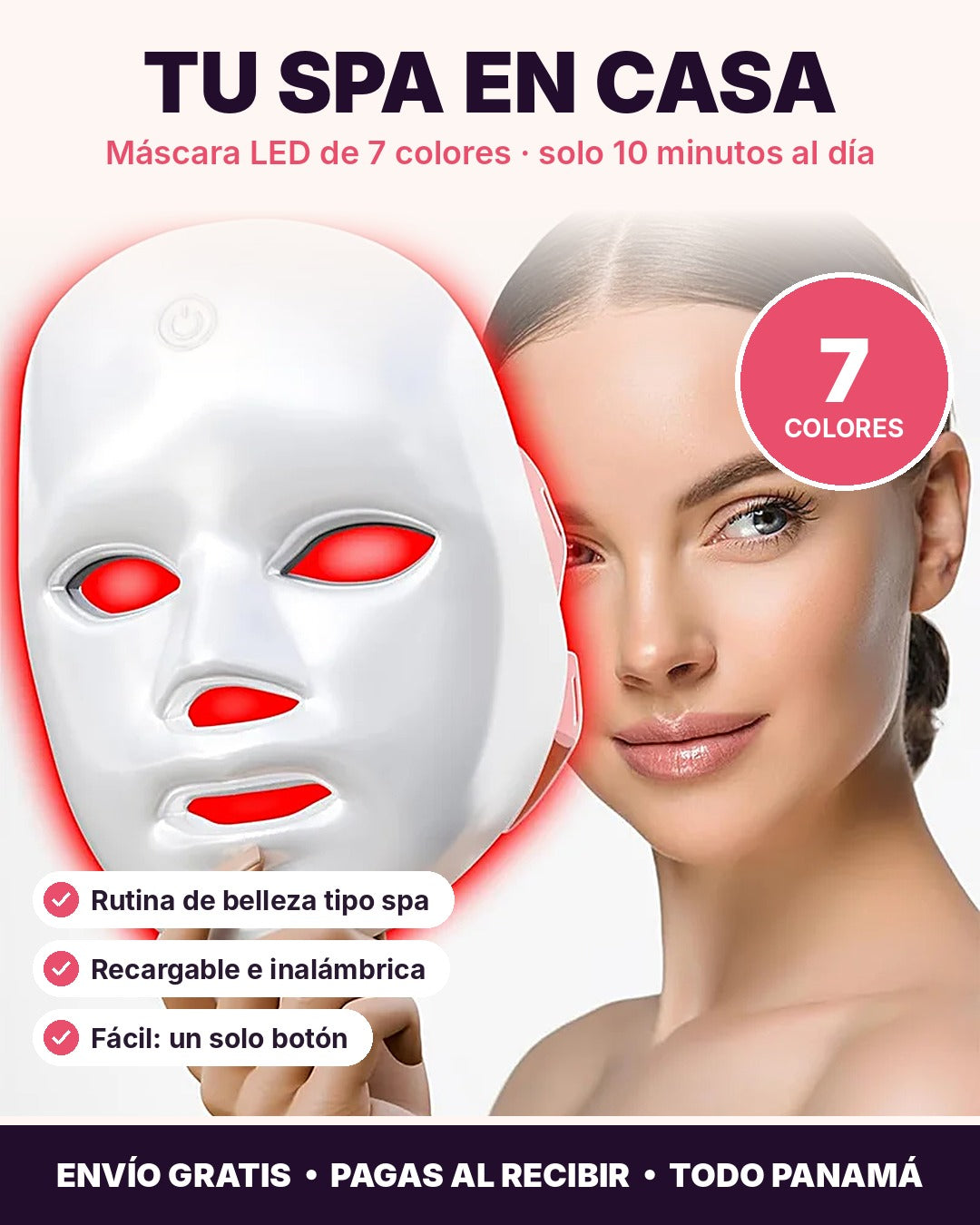 Máscara LED de 7 colores - tu spa en casa - pagas al recibir