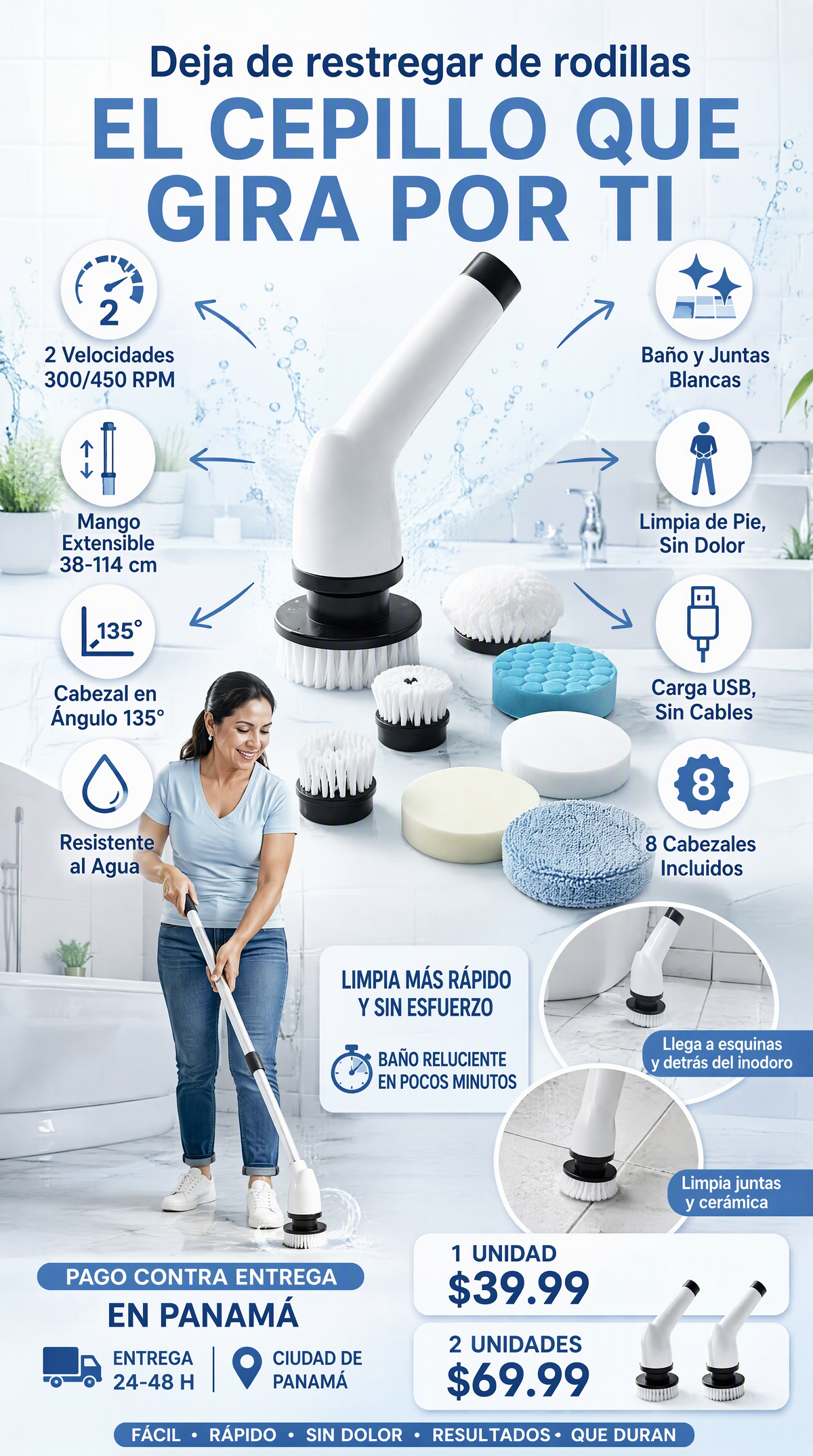 Beneficios del cepillo eléctrico giratorio 8 en 1